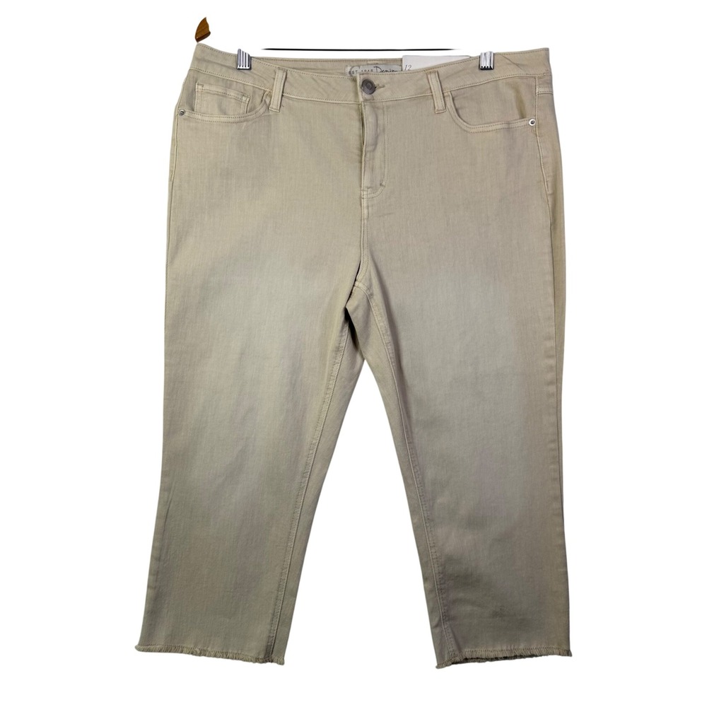Cato Womens Size 12 Beige Curvy‎ Skinny Crop Pants High Rise NWT
